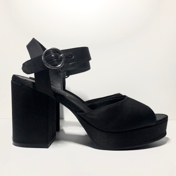 Satin Black Heels - Picture 1 of 4